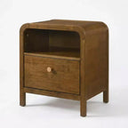 Roundhill Furniture Eldren Wood Nightstand with Solid Rubberwood Frame, Walnut Finish