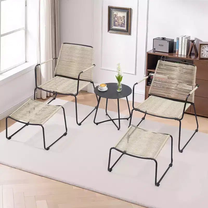 Ensemble de conversation d'extérieur GDFStudio Adelle 5 pièces avec fauteuils, poufs et table d'appoint