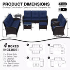 UPTIOT Outdoor Patio Set with Sofas, Swivel Chairs, Ottomans, and Side Table