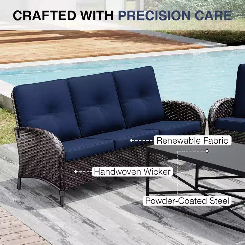 UPTIOT Outdoor Patio Set with Sofas, Swivel Chairs, Ottomans, and Side Table