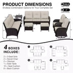 UPTIOT Outdoor Patio Set with Sofas, Swivel Chairs, Ottomans, and Side Table