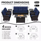 UPTIOT Outdoor Patio Set with Fire Pit, Sofa, Swivel Chairs, and Side Tables