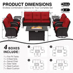 UPTIOT Outdoor Patio Set with Fire Pit, Sofa, Swivel Chairs, and Side Tables