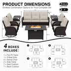UPTIOT Outdoor Patio Set with Fire Pit, Sofa, Swivel Chairs, and Side Tables