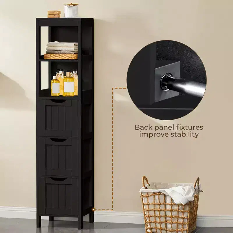 Yaheetech Modern Bathroom Storage Cabinet with 3 Drawers and 2 Open Shelves