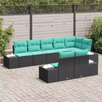 vidaXL Garden Sofa Set 8 pcs Black and turquoise 319 x 154 x 85 cm - Black and turquoise Without table