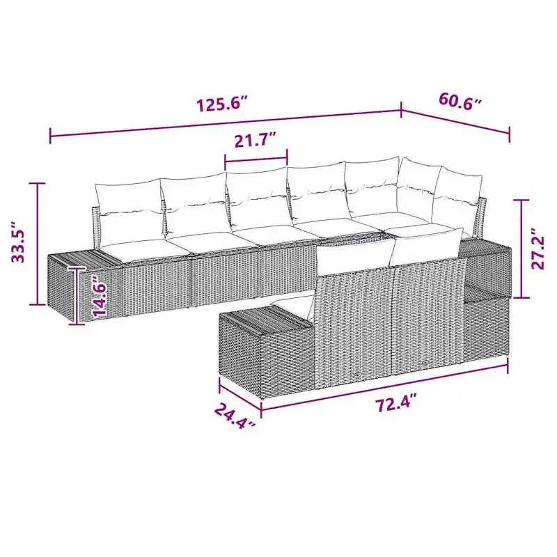 vidaXL Garden Sofa Set 8 pcs Black and turquoise 319 x 154 x 85 cm - Black and turquoise Without table