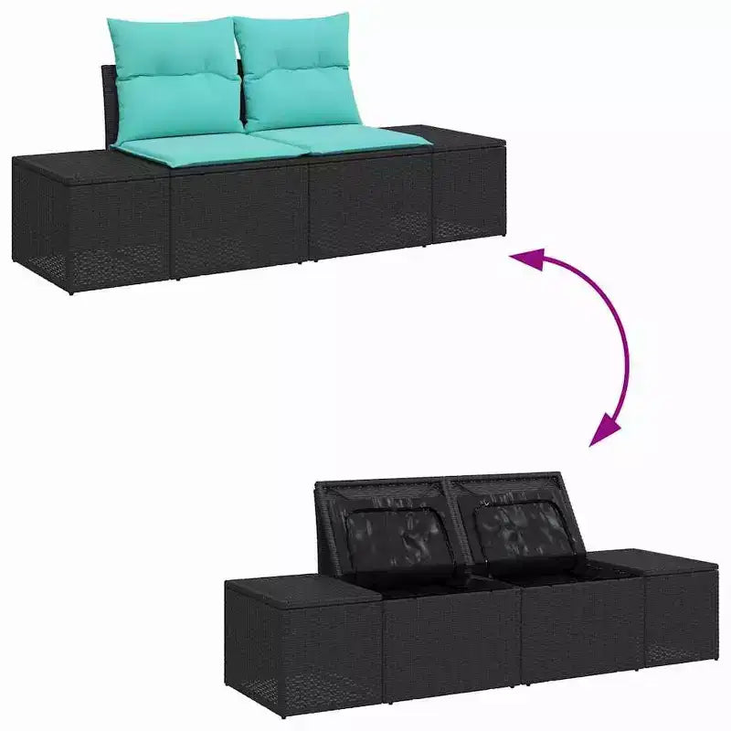 vidaXL Garden Sofa Set 8 pcs Black and turquoise 319 x 154 x 85 cm - Black and turquoise Without table