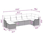 vidaXL Ensemble de canapés de jardin 7 pcs Noir et turquoise Rotin PE - Noir et turquoise sans table
