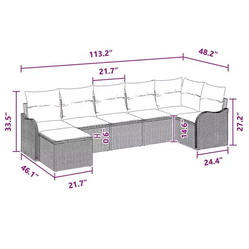 vidaXL Ensemble de canapés de jardin 7 pcs Noir et turquoise Rotin PE - Noir et turquoise sans table