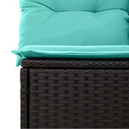vidaXL Ensemble de canapés de jardin 7 pcs Noir et turquoise Rotin PE - Noir et turquoise sans table
