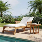 Christopher Knight Home Jian Modern 2 Piece Acacia Patio Sunlounge and Slatted End Table Set with Wicker Design