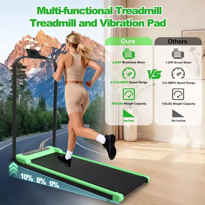 Whisen 2 in 1 Upgrade Foldable Treadmills, Home Exercise Equipment Treadmills, Under Desk Walking Pad with Handle Bar & Incline