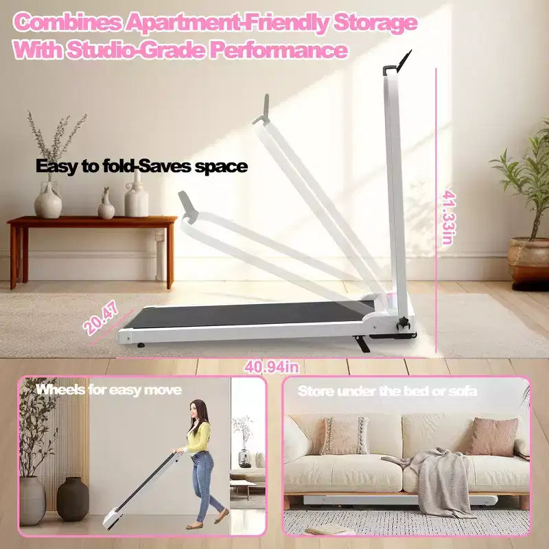 Whisen 2 in 1 Upgrade Foldable Treadmills, Home Exercise Equipment Treadmills, Under Desk Walking Pad with Handle Bar & Incline