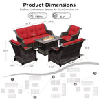 Ensemble de luxe extérieur UPTIOT avec canapé 3 places, causeuse, chaises pivotantes et foyer pour un confort en toutes saisons