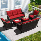 Ensemble modulaire d'extérieur UPTIOT 6 pièces avec deux canapés de 72,5, des fauteuils pivotants et une paire de poufs