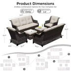 Ensemble modulaire d'extérieur UPTIOT 6 pièces avec deux canapés de 72,5, des fauteuils pivotants et une paire de poufs