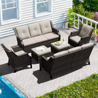 Ensemble modulaire d'extérieur UPTIOT 6 pièces avec deux canapés de 72,5, des fauteuils pivotants et une paire de poufs
