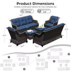 Ensemble modulaire d'extérieur UPTIOT 6 pièces avec deux canapés de 72,5, des fauteuils pivotants et une paire de poufs