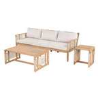 GDFStudio Brynn Ensemble de conversation 3 pièces en bois d'acacia avec canapé 3 places et 2 tables basses