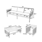 GDFStudio Brynn Ensemble de conversation 3 pièces en bois d'acacia avec canapé 3 places et 2 tables basses