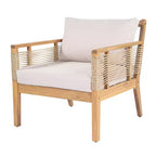 GDFStudio Brynn Patio 5 Piece Acacia Wood Seating Set with Rope Weave Design