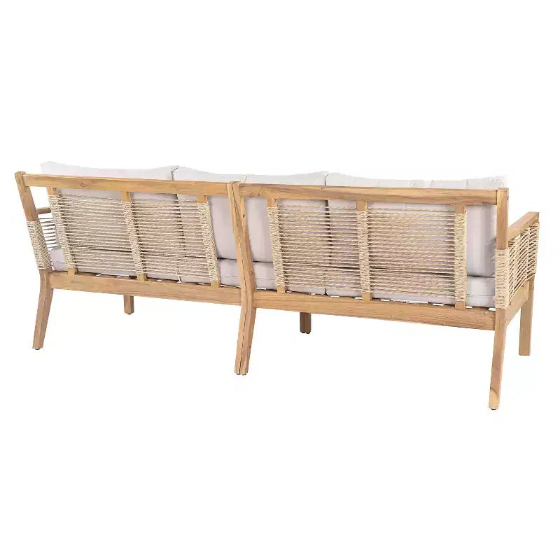 GDFStudio Brynn Patio 5 Piece Acacia Wood Seating Set with Rope Weave Design