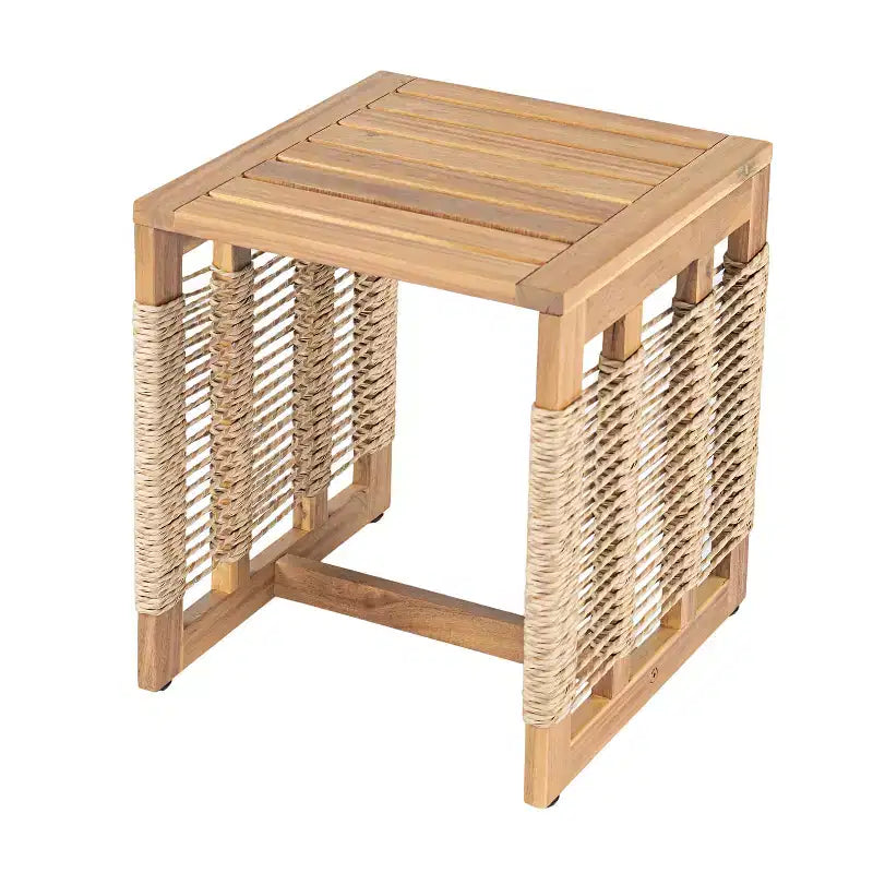 GDFStudio Brynn Patio 5 Piece Acacia Wood Seating Set with Rope Weave Design