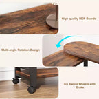 Table d'appoint rotative à 360° avec station de charge et sac de rangement, table de canapé mobile pivotante avec 6 roues verrouillables, table d'appoint mobile pour chambre et salon