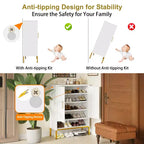 40 Tall Modern Shoe Cabinet with 2 Doors, Metal 6-Tier Hidden Shoe Organizer with Adjustable Shelves