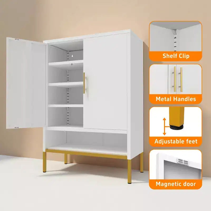 40 Tall Modern Shoe Cabinet with 2 Doors, Metal 6-Tier Hidden Shoe Organizer with Adjustable Shelves