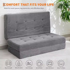 Matelas pliable 3 volets, 80,4x60, en mousse, canapé/lit d'appoint, velours côtelé capitonné, portable et offrant un bon maintien pour le camping/salon/chambre, gris