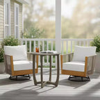 Christopher Knight Home Rahul, ensemble de 3 chaises de patio pivotantes modernes en acacia avec design en corde et table de bistrot