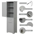 Tall Bathroom Storage Cabinet, Freestanding Storage Cabinet with Two Drawers and Adjustable Shelves
