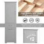 Tall Bathroom Storage Cabinet, Freestanding Storage Cabinet with Two Drawers and Adjustable Shelves