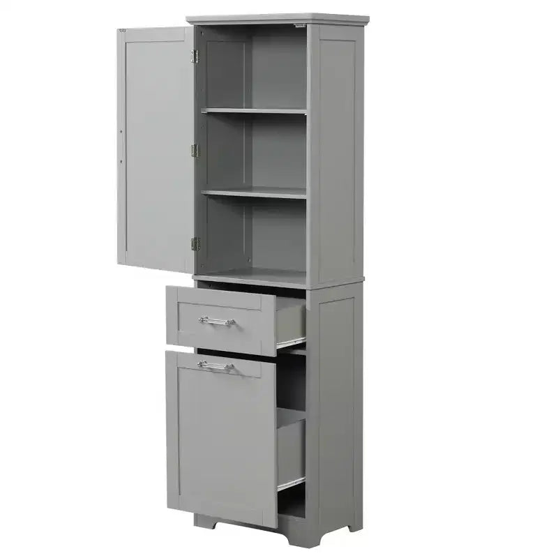 Tall Bathroom Storage Cabinet, Freestanding Storage Cabinet with Two Drawers and Adjustable Shelves