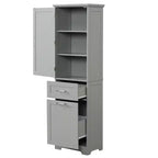 Tall Bathroom Storage Cabinet, Freestanding Storage Cabinet with Two Drawers and Adjustable Shelves