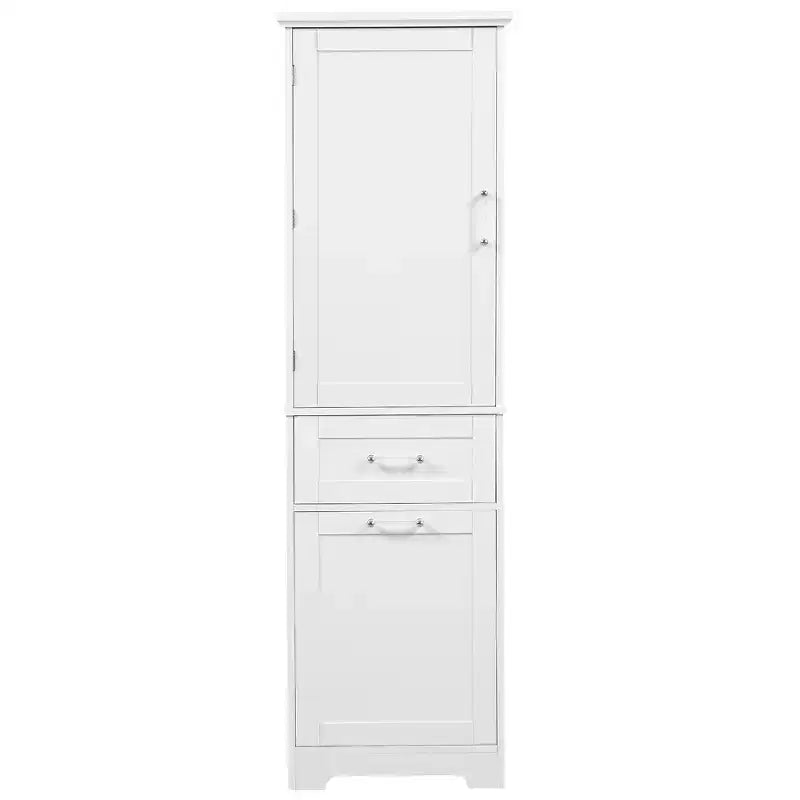Tall Bathroom Storage Cabinet, Freestanding Storage Cabinet with Two Drawers and Adjustable Shelves