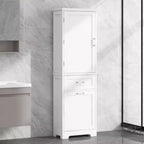 Tall Bathroom Storage Cabinet, Freestanding Storage Cabinet with Two Drawers and Adjustable Shelves