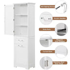 Tall Bathroom Storage Cabinet, Freestanding Storage Cabinet with Two Drawers and Adjustable Shelves
