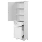 Tall Bathroom Storage Cabinet, Freestanding Storage Cabinet with Two Drawers and Adjustable Shelves