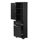 Tall Bathroom Storage Cabinet, Freestanding Storage Cabinet with Two Drawers and Adjustable Shelves