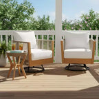 Christopher Knight Home Nguyen Ensemble de 3 chaises pivotantes de patio modernes en acacia avec design en corde et table d'appoint