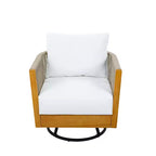 Christopher Knight Home Nguyen Ensemble de 3 chaises pivotantes de patio modernes en acacia avec design en corde et table d'appoint