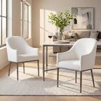 Christopher Knight Home Narong Chaises de salle à manger modernes en fer rembourrées avec pieds en métal étain forgé (lot de 2)