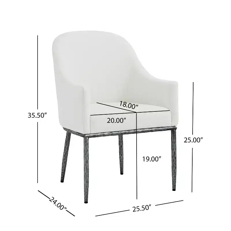 Christopher Knight Home Narong Chaises de salle à manger modernes en fer rembourrées avec pieds en métal étain forgé (lot de 2)