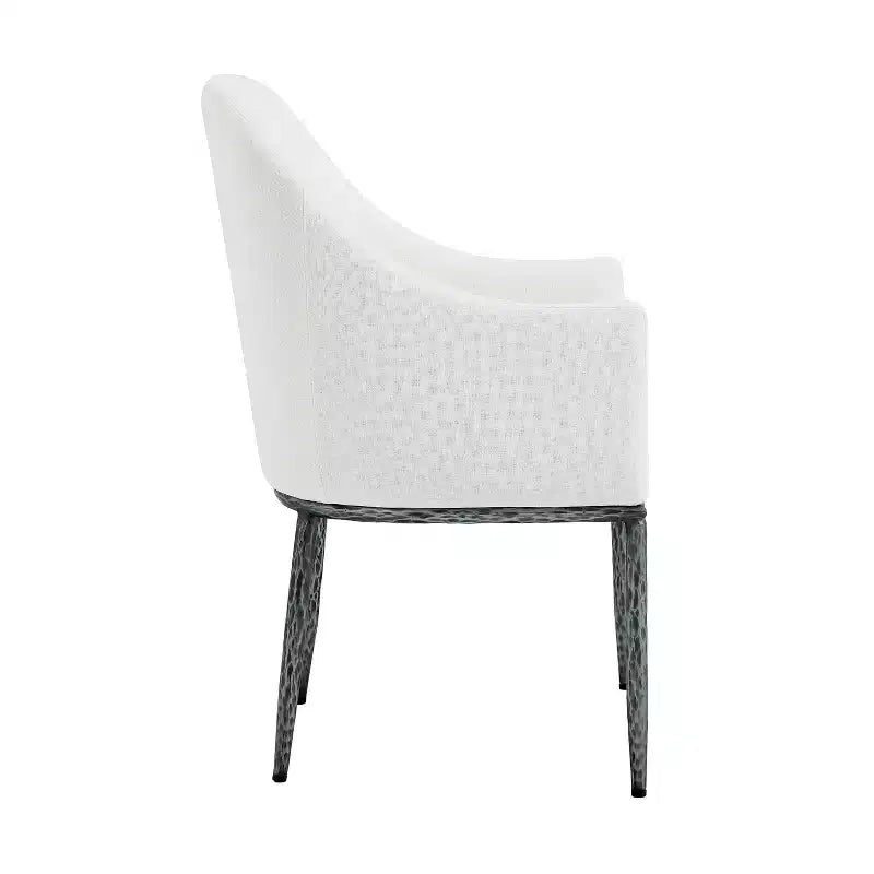 Christopher Knight Home Narong Chaises de salle à manger modernes en fer rembourrées avec pieds en métal étain forgé (lot de 2)