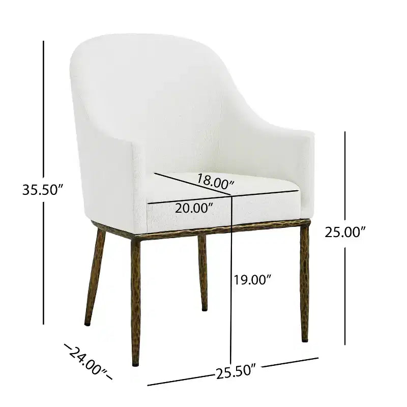 Christopher Knight Home Narong Chaises de salle à manger modernes en fer rembourrées avec pieds en métal étain forgé (lot de 2)