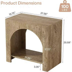 Lantine Farmhouse End Side Table: Large, heavy-duty wooden pedestal, storage, for living room/bedroom, accent furniture, Light Brown Oak.