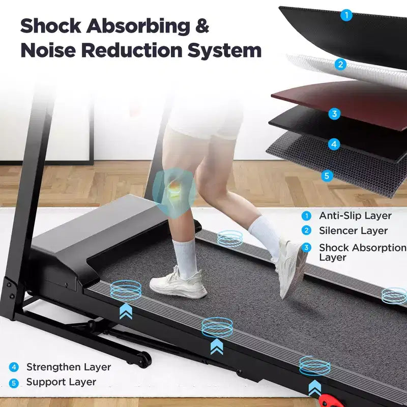 3.75HP Folding Treadmill for Home w/ Incline 300LB Capacity,Portable Walking Running Treadmill,71 Program,7.5MPH Fast Speed,Wide Shock Absorption Belt